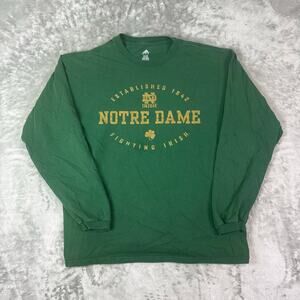 Notre Dame Adidas Long Sleeve T Shirt Men's L Green Fighting Irish